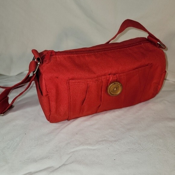 Small Red Canvas Purse Tiny Duffle Bag - Picture 1 of 7